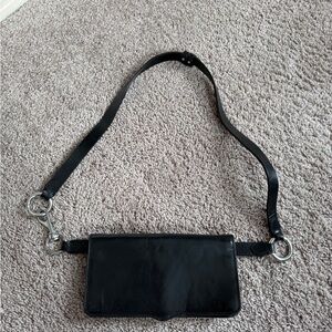 Rebecca Minkoff black cross genuine leather belt bag